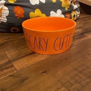 Rae Dunn orange scary cute large dog bowl